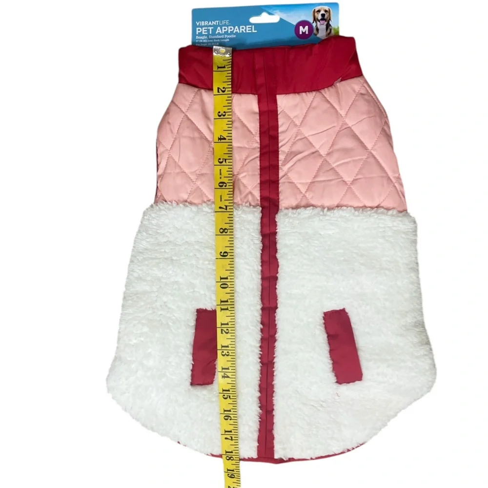 Vibrant Life Sherpa Contrast Yoke Quilted Pet Jacket NEW!